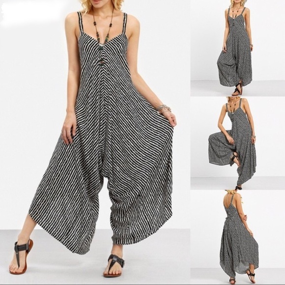 Capri Romper Jumpsuit Jumper Boho Hippie Festival - Picture 3 of 7